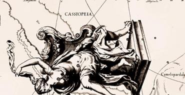 Субполярно съзвездие Касиопея. Схема на съзвездието Касиопея по околни точки