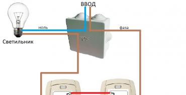 Schemat podłączenia przełącznika jednoprzyciskowego przelotowego